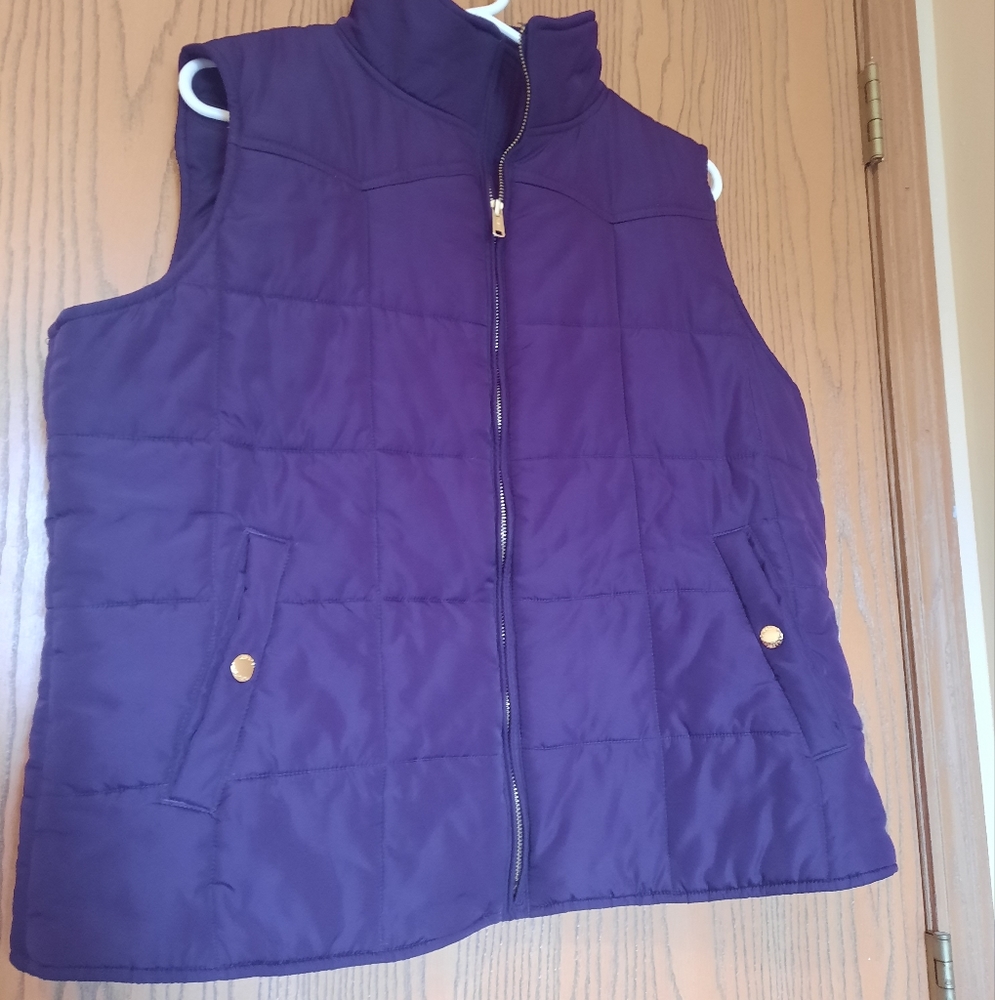 Chaps Ralph Lauren Womens Purple Quilted Puffer Vest Size XL